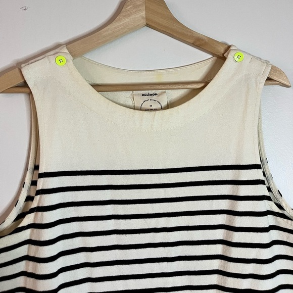 AlliHop Black & White Striped Sleeveless Knit Shift Dress Size M - Picture 9 of 12